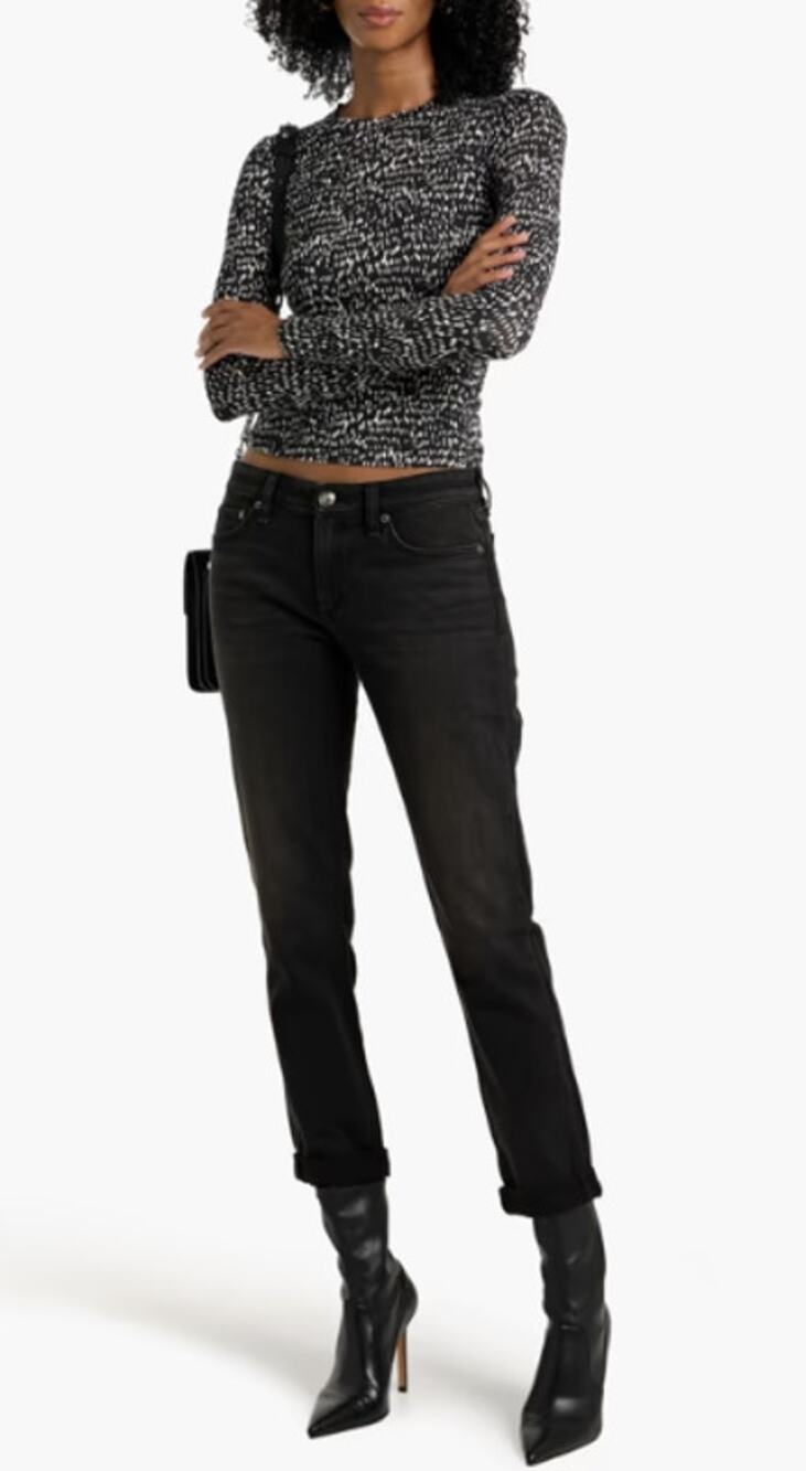Rag & Bone DRE Slim Fit Capri Stretch Denim Jeans in Kuro Black Wash 29 NWT $225